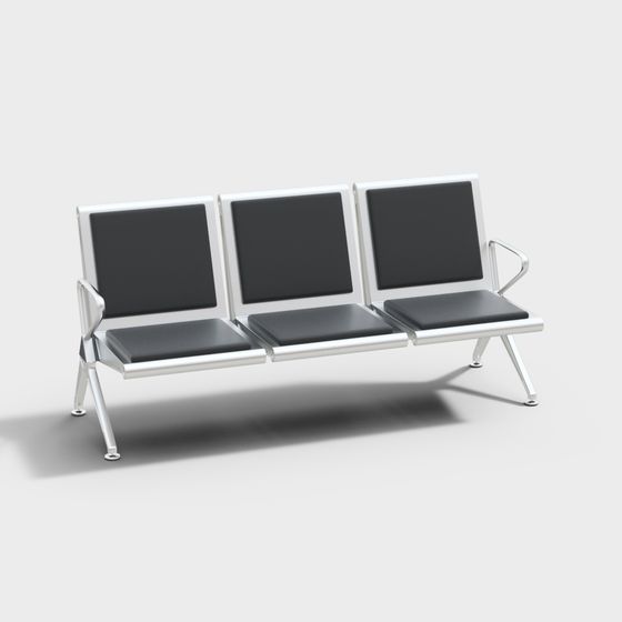 Sleek Airport Lounge Chair 3D model for Modern Spaces