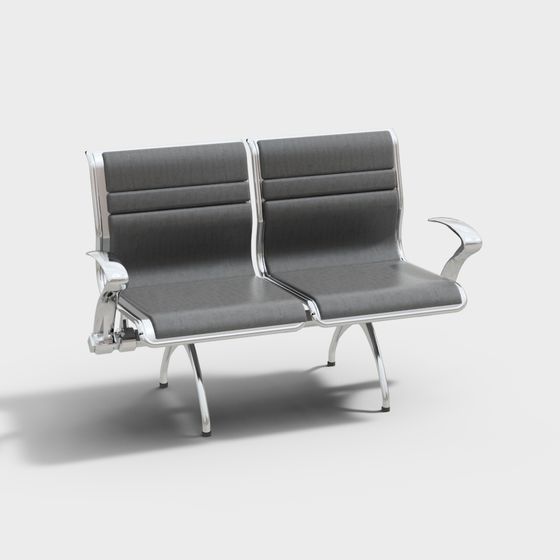 Mid-Century Airport Waiting Chair 3D model