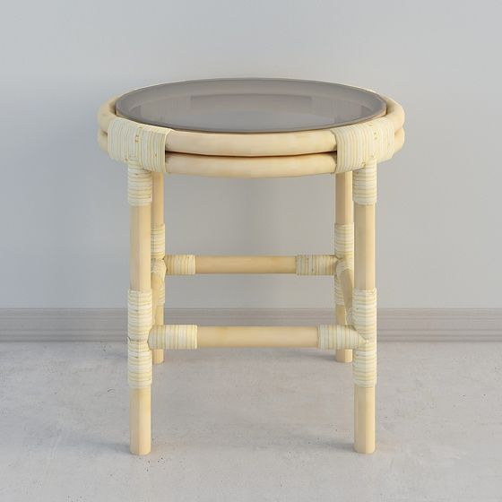 Bamboo Woven Side Table 3D model