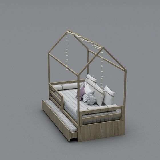 Cozy Cabin Bed 3D model for Modern Interiors