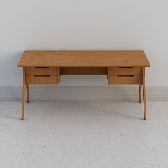 Elegant Low Polygon Wooden Office Desk 3D model