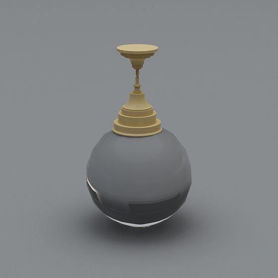 Elegant Low-Polygon Gray Sphere 3D model with Gold Base