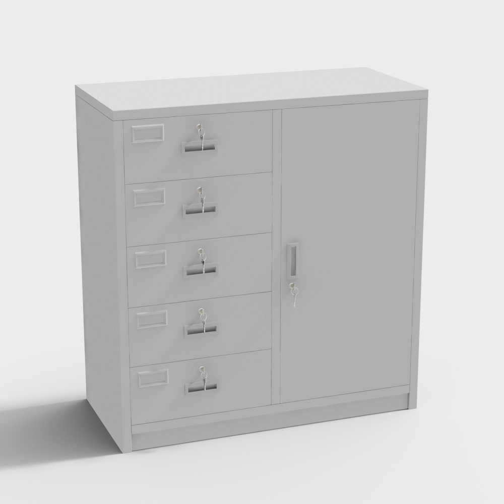 Low-Poly Metal Filing Cabinet 3D model
