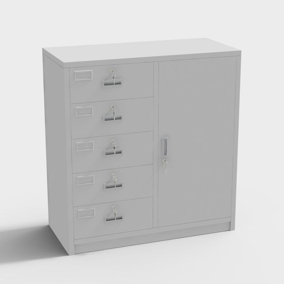 Low-Poly Metal Filing Cabinet 3D model