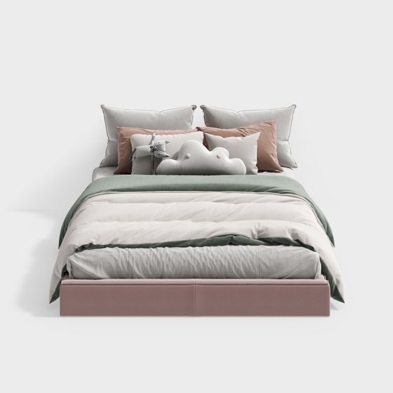 Elegant Low-Poly Bed 3D model for Modern Interiors