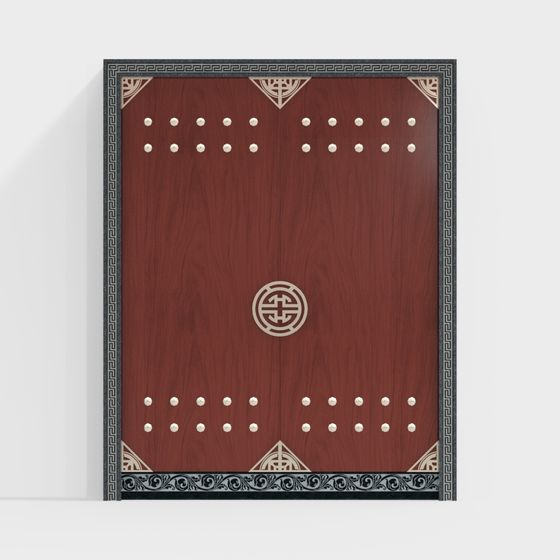 Elegant Chinese Door 3D model with High Detail