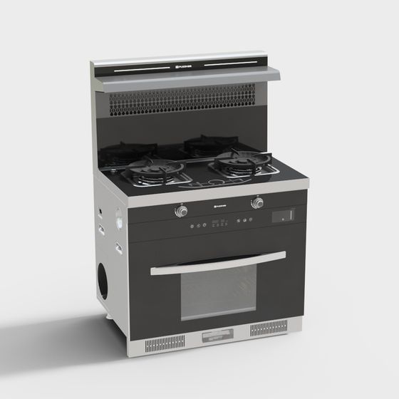 Modern Gray Gas Stove 3D model for Kitchen Design