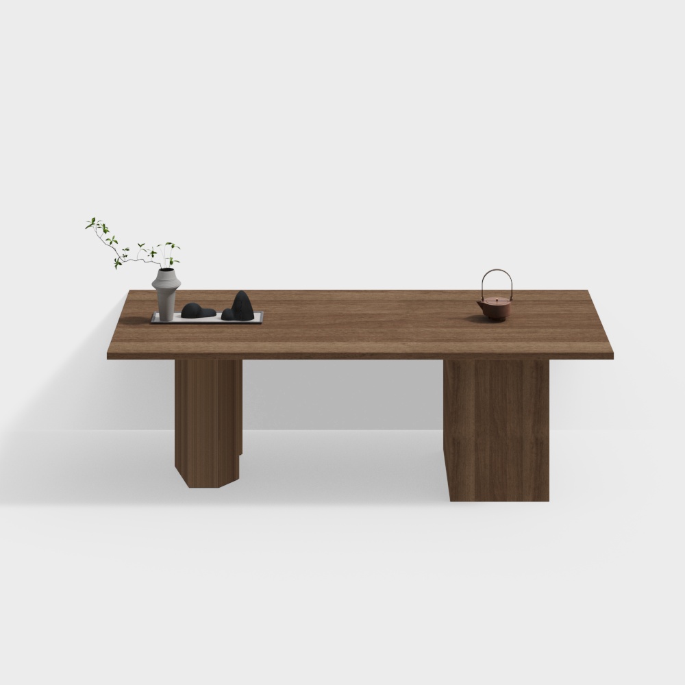 Elegant Wooden Tea Table 3D model
