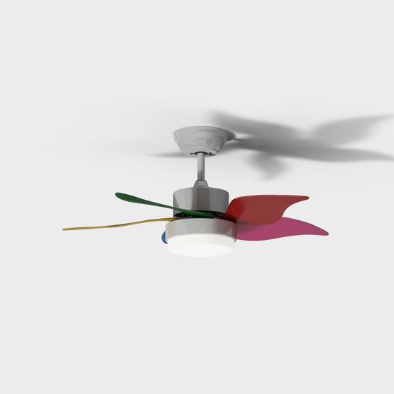 Colorful Low-Polygon Ceiling Fan 3D model