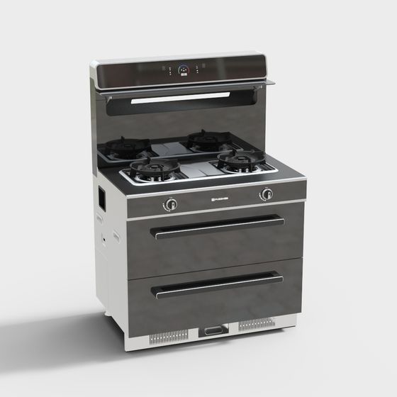 Stylish 3D Gas Stove Model for Modern Kitchens