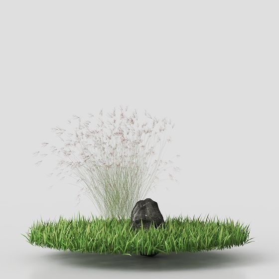 Grass and Rocks 3D Model for Creative Projects