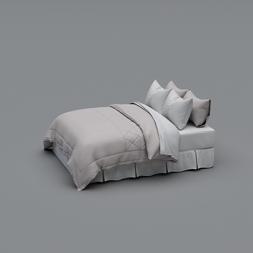 Elegant Minimalist Bed 3D model for Modern Interiors