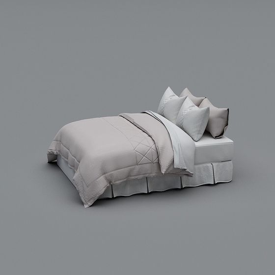 Elegant Minimalist Bed 3D model for Modern Interiors