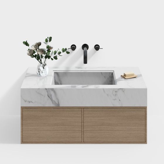 Minimalist Marble Countertop Sink 3D model