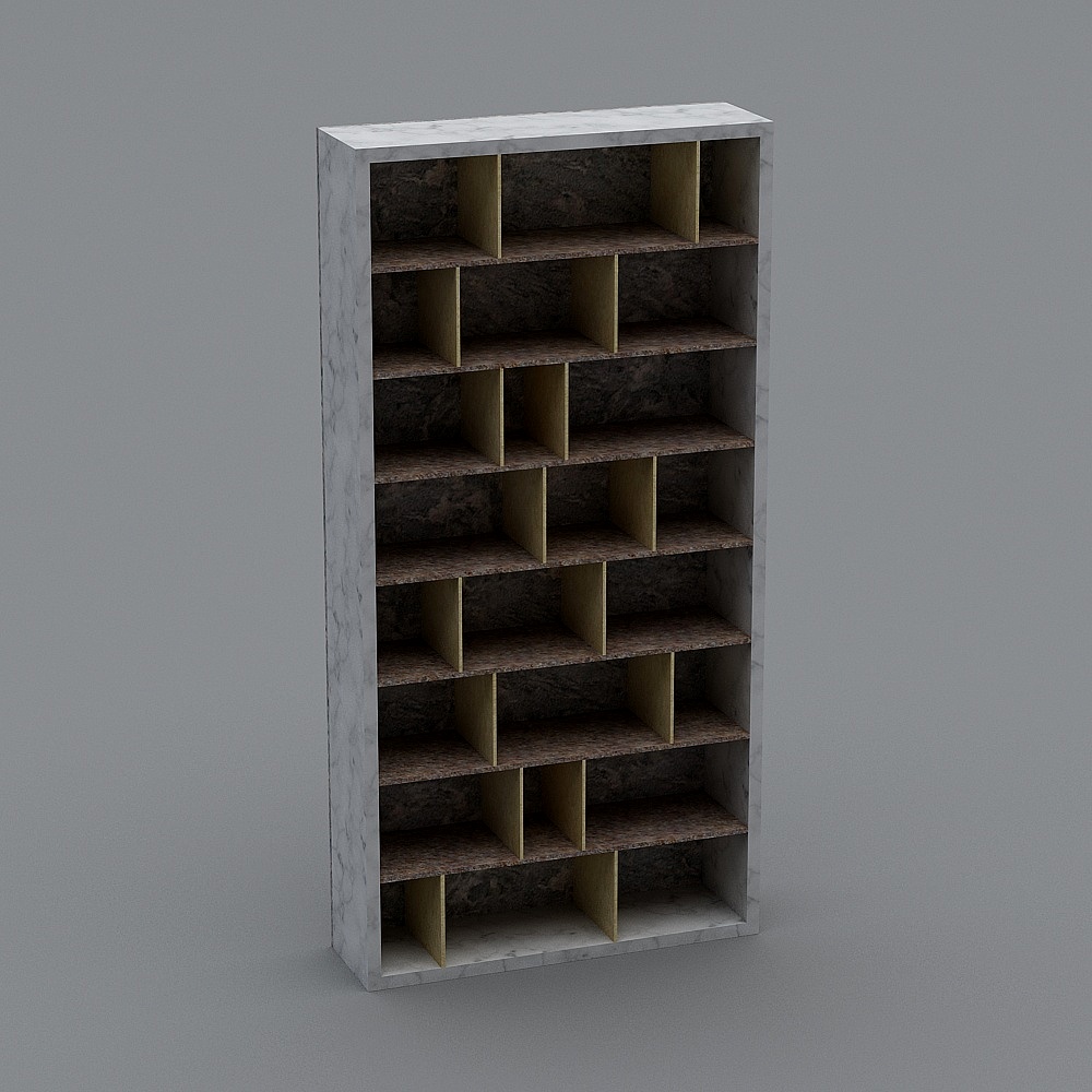 Elegant Marble and Wood Bookshelf 3D model