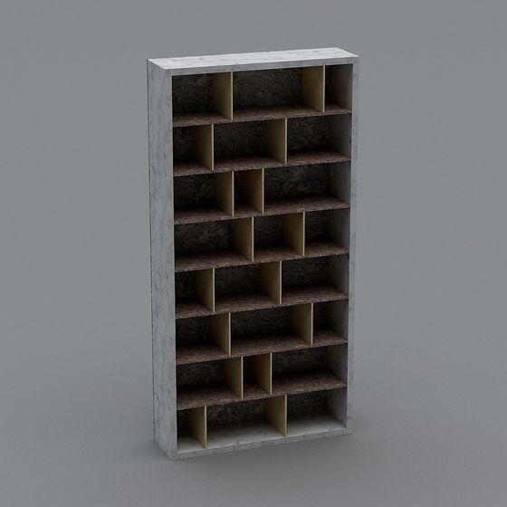 Elegant Marble and Wood Bookshelf 3D model