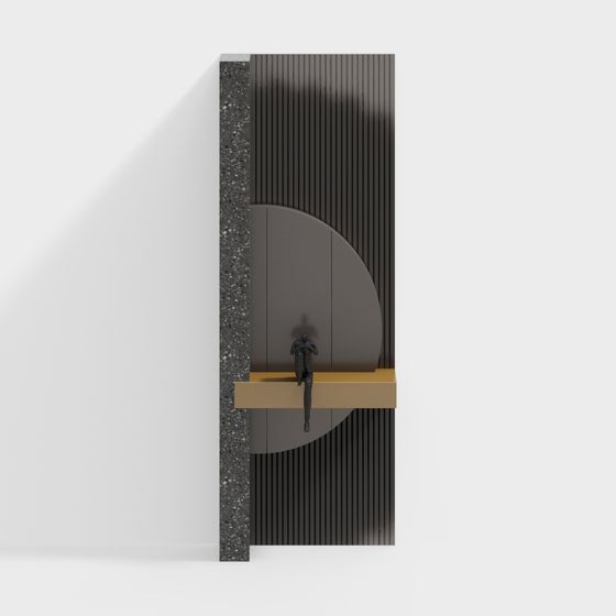 Elegant Gray Entrance Background Wall 3D Model