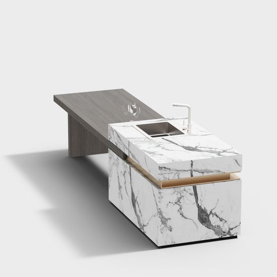 Minimalist Marble Vanity Sink 3D model