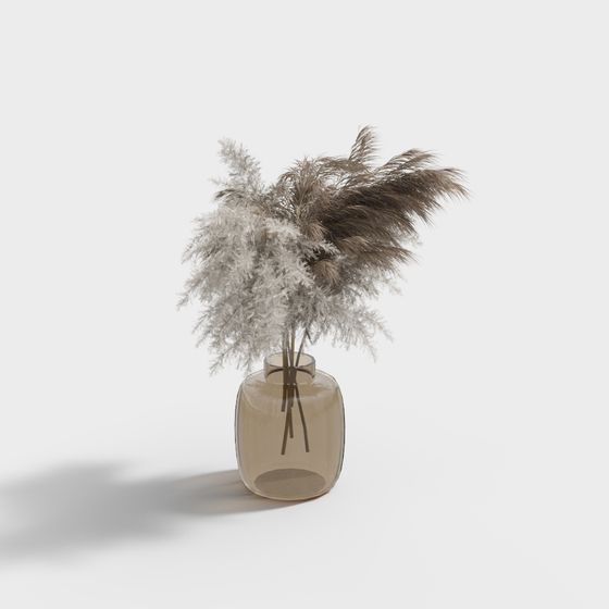 Glass Vase with Hay 3D model