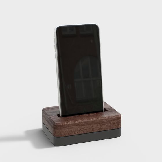 Elegant Wooden Phone Stand 3D model