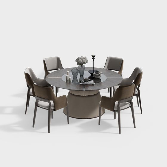 Elegant Round Dining Table 3D model