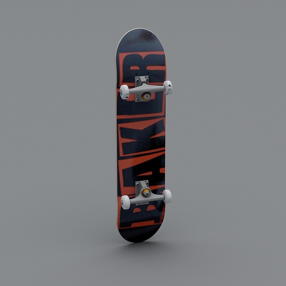 Vibrant Low Poly Skateboard 3D model