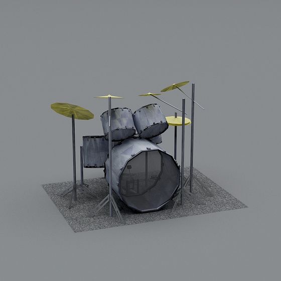 Stylish Low Poly Drum Kit 3D model