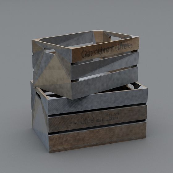 Vintage Wooden Crate Stack 3D model
