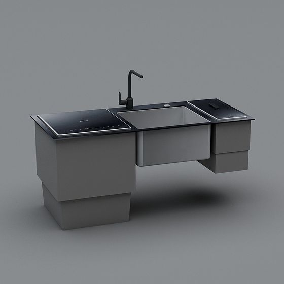 Modern Minimalist Kitchen Countertop 3D model