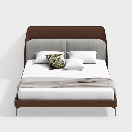Elegant Modern Bed 3D model for Contemporary Interiors