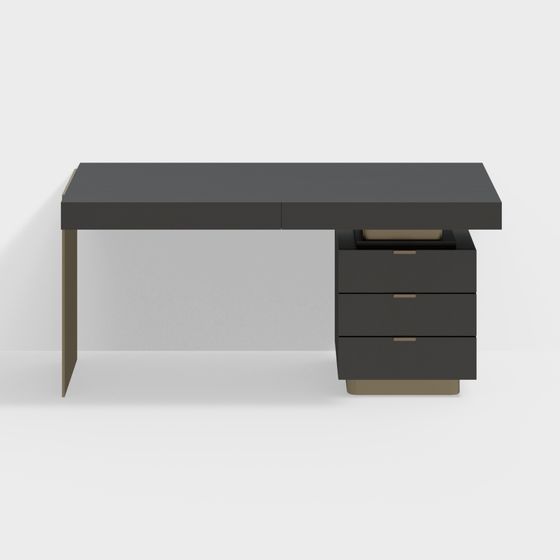 Modern Black Desk 3D Model for Home Offices