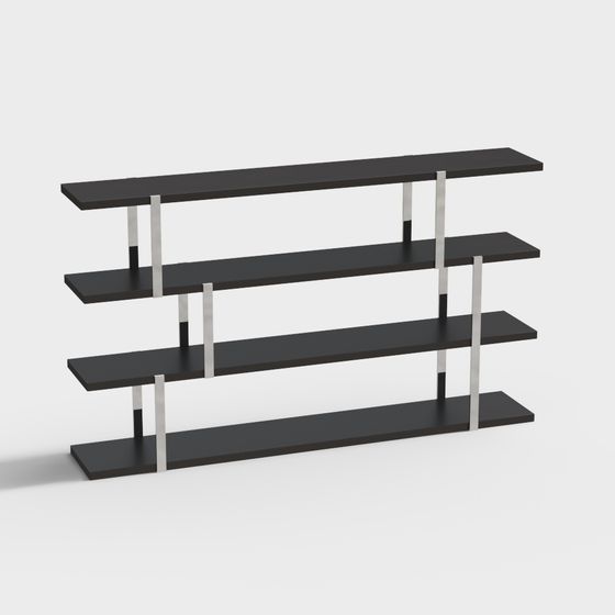 Sleek Low-Poly Bookshelf 3D model