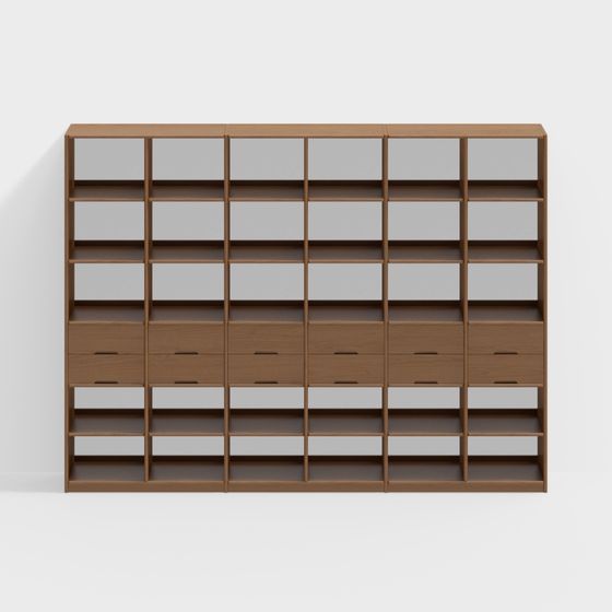 Modern Low-Poly High-Detail Bookshelf 3D model