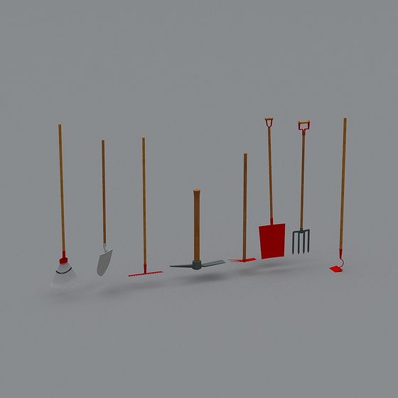 Colorful Low-Poly Garden Tools Set 3D model