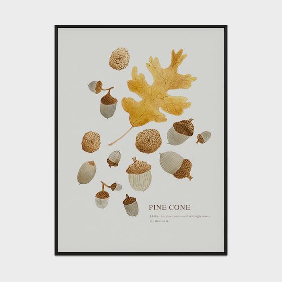 Pine Cone and Oak Leaf 3D model