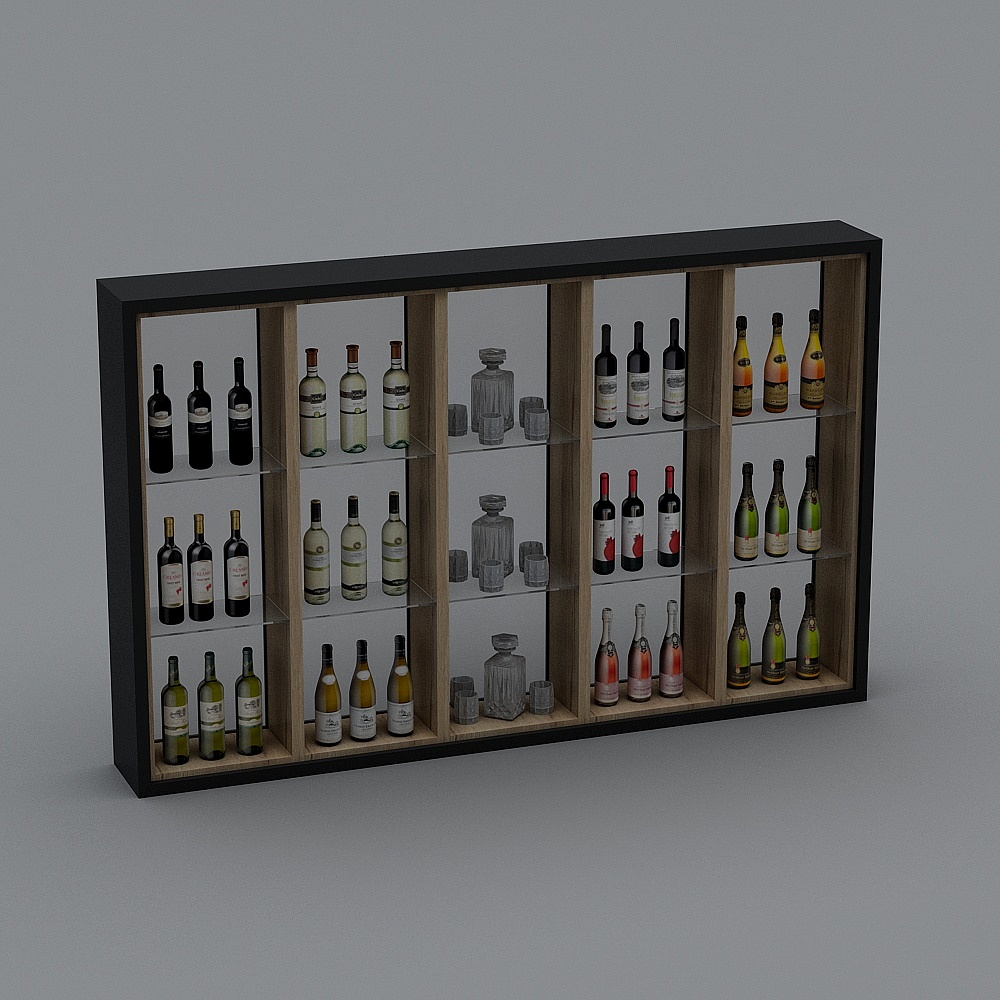 Elegant Wine Cabinet 3D Model Design