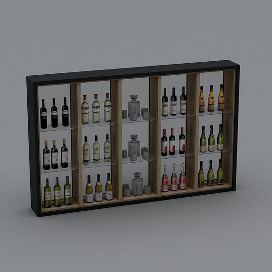 Elegant Wine Cabinet 3D Model Design