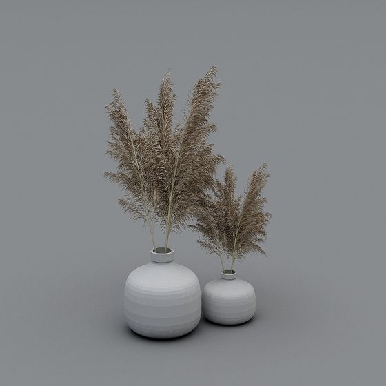 Elegant Vase with Reeds 3D model