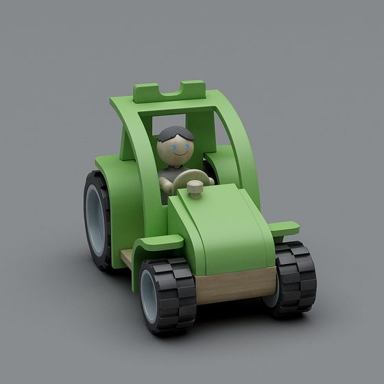 Charming Low-Poly Farmer Tractor 3D model