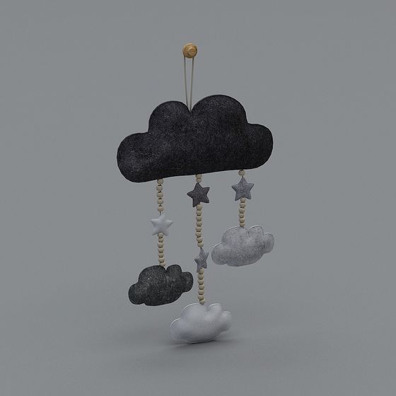 Charming Cloud Pendant 3D Model for Kids' Decor