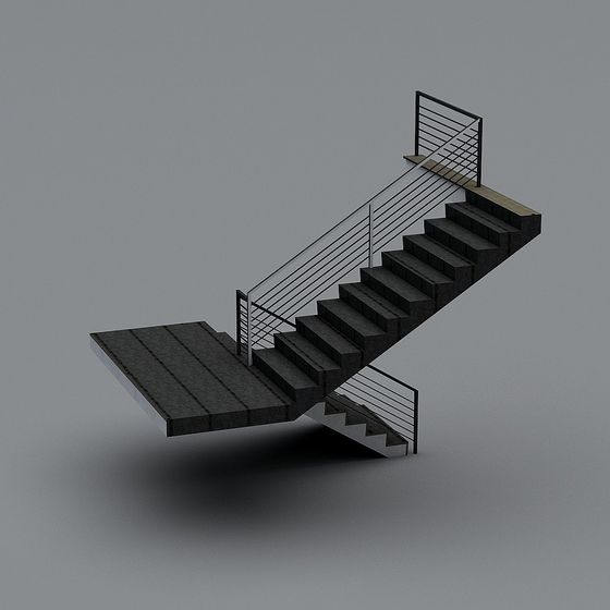 Minimalist Black Polygonal Staircase 3D model