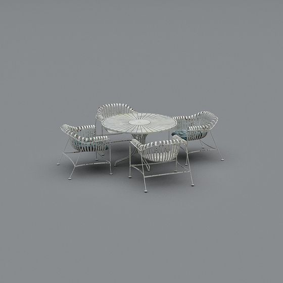 Vintage Iron Dining Table and Chairs 3D model