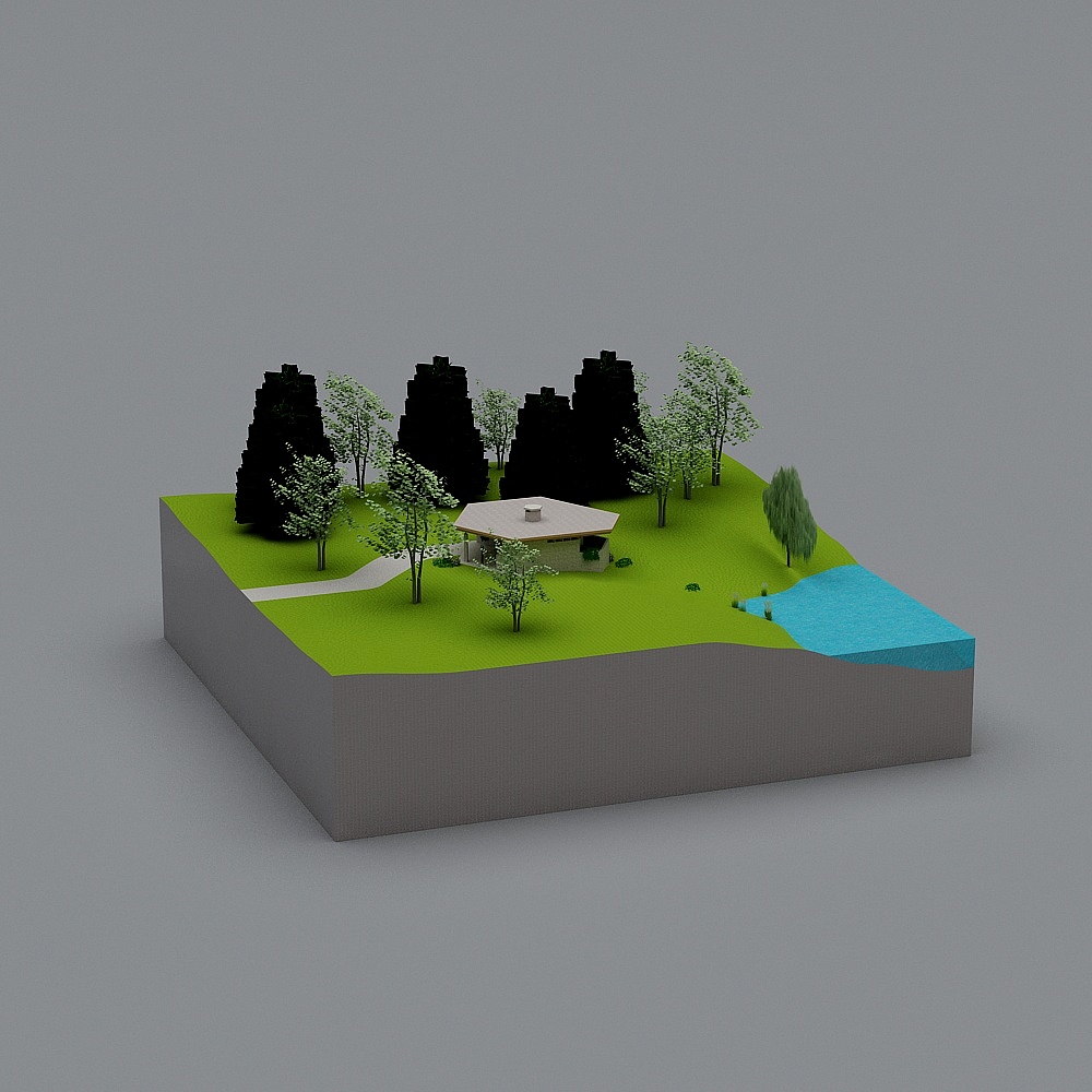 Modern Low-Poly Cottage 3D model
