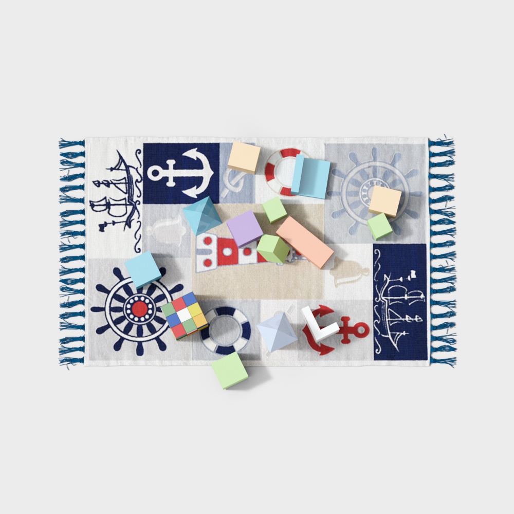 Nautical Playtime Rug 3D Model – Vibrant Maritime Design
