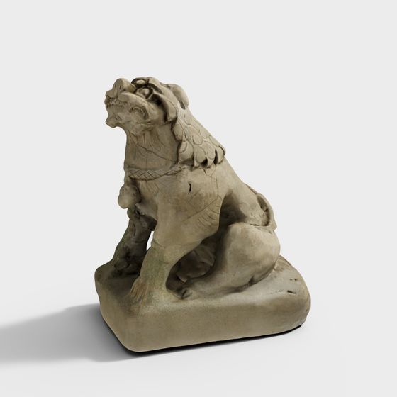 Majestic Stone Lion 3D model
