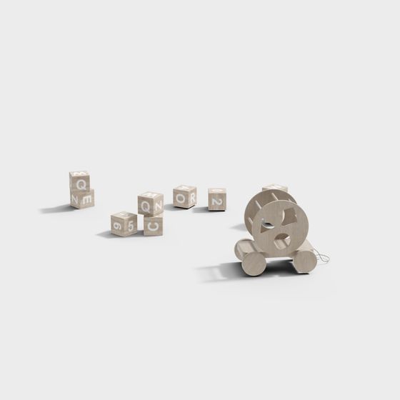 Low Poly Block Train 3D Model – Wooden Toy Design