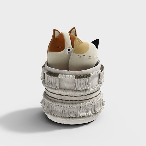 Warm Cozy Nest 3D model with Plush Dog and Cat