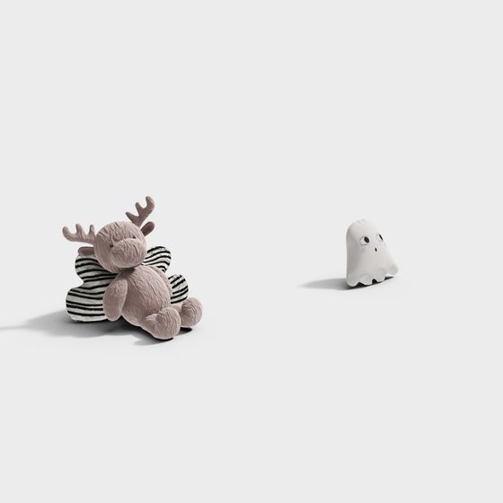 Furry Deer and Cute Ghost Low-Poly 3D Models