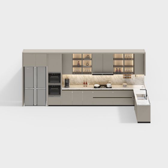 Modern Low-Poly Kitchen 3D model Design