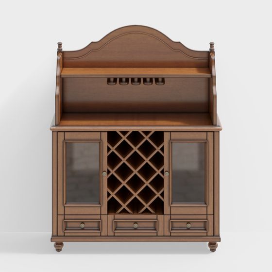 Charming Vintage Style Bar Cabinet 3D model